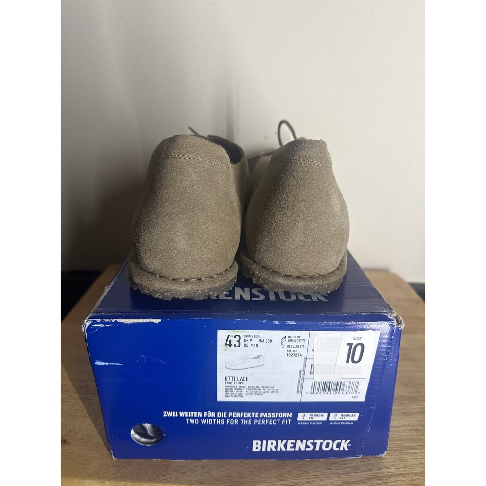 Birkenstock Utti Lace Suede Leather Casual Shoes Grey Taupe Mens 43 US 10 - Picture 2 of 6